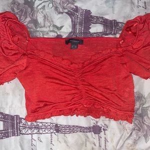 Red ruffled  crop top, size s